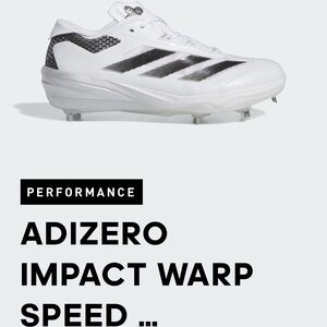 Adidas Adizero White with Black Stripes metal Cleats. Men’s size 12